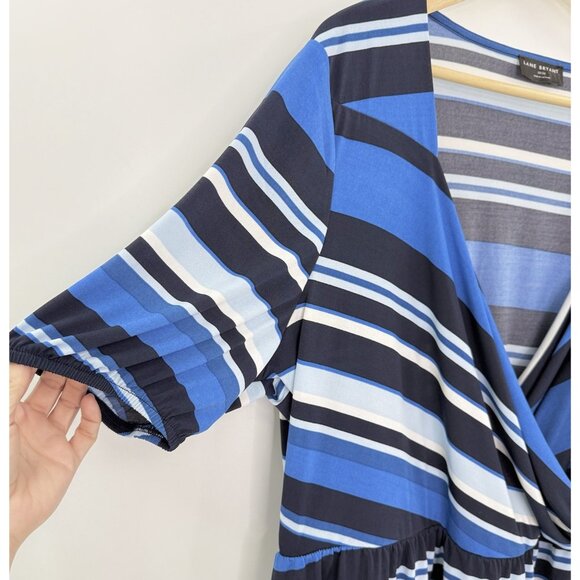 Lane Bryant Plus Size Illusion Collection Striped Liquid Knit Wrap Top Sz 22/24 - Picture 4 of 9